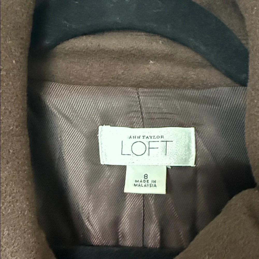 LOFT Brown Double-Breasted Pea Coat - Picture 2 of 5